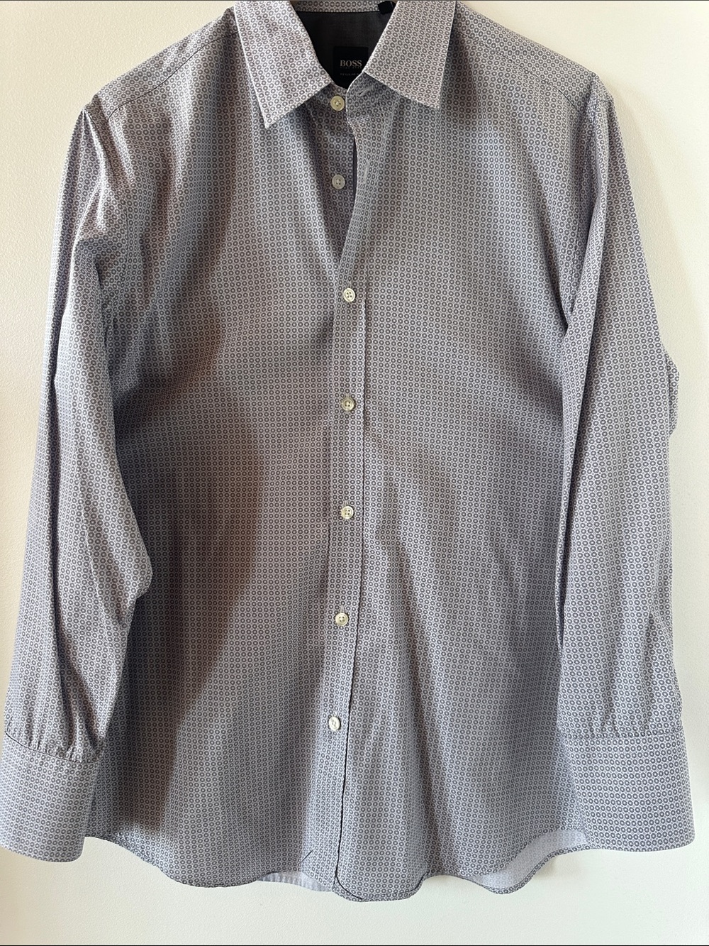 BOSS Hugo Boss Regular Fit Grey Medallion Print Shirt Made in Italy L